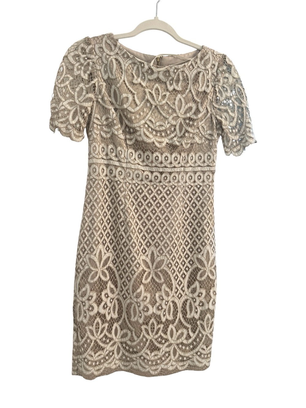 Eliza J Beige Lace Sheath Dress